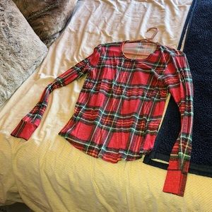 Worn a few times pink large plaid long sleeve
